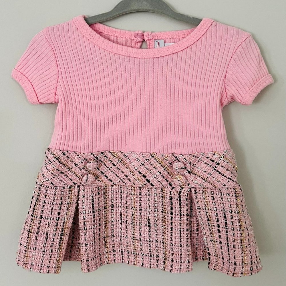Boucle pink and black baby dress and coat set size 12 months - Picture 2 of 4